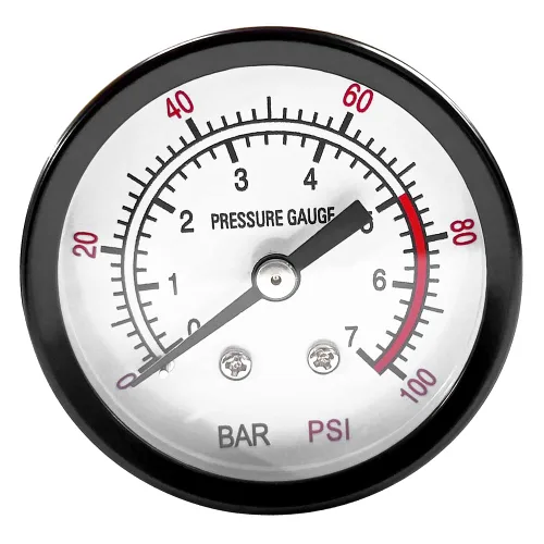Beduan Medidor de presión de aire para compresor de aire 2 "Dial central de montaje trasero, 1/4" NPT, 0-100 Psi