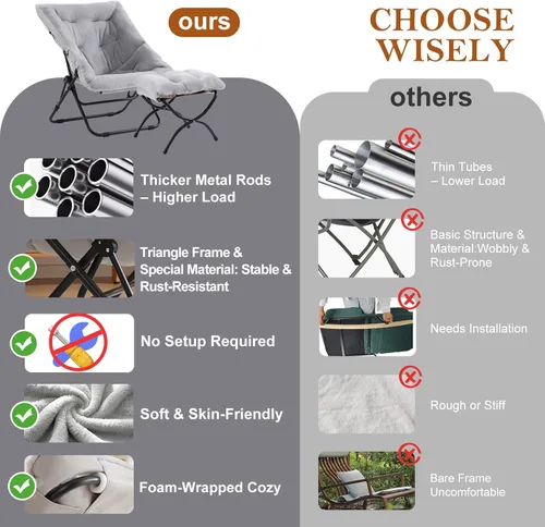 Vista 73 de Silla platillo, cómodas sillas de dormitorio, silla plegable de piel sintética de gran tamaño, silla plegable con marco de metal para sala de estar