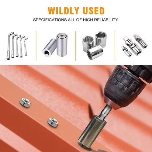 Vista 5 de Juego de adaptadores de enchufe de impacto para taladro, 1/4 3/8 1/2 pulgadas, juego de brocas de extensión de grado de impacto con soporte, llave