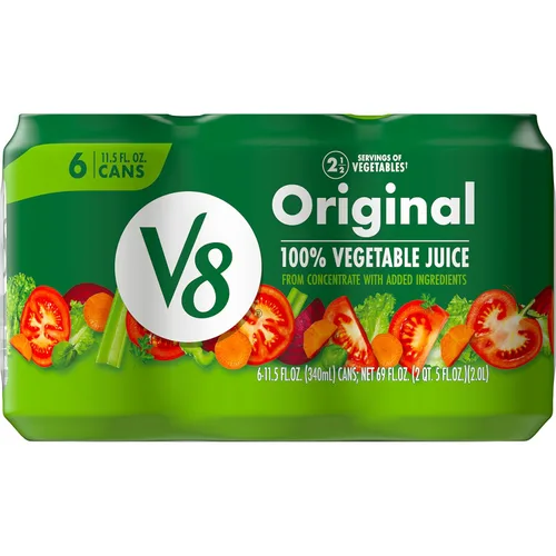 Vista 11 de V8 Jugo de verduras original bajo en sodio, 100% vegetal, lata de 11.5 onzas líquidas (paquete de 24)