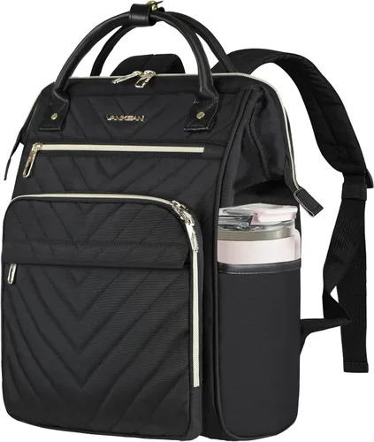 Vista 15 de VANKEAN 17 Inch Laptop Backpack for Women Men Fashion Computer Work Bag (Beige-Coffee, 15.6 Inch)