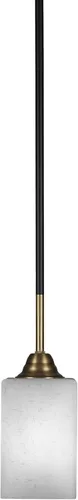 Vista 176 de Toltec Lighting Paramount - Mini colgante de 1 luz en acabado negro mate con cristal de arte perla de 7 pulgadas y estilo negro