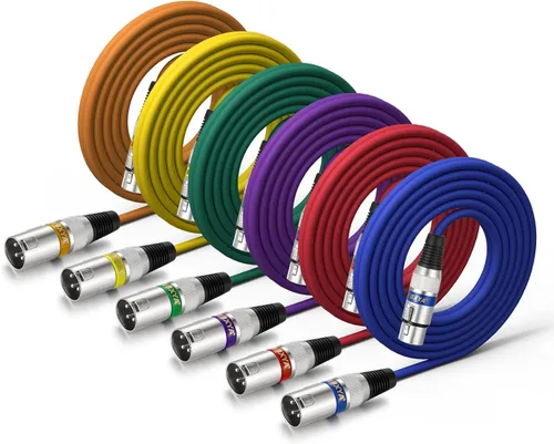 Vista 19 de EBXYA Cable XLR de 2 pies, paquete de 10 unidades, 3 pines, cable de micrófono XLR equilibrado macho a hembra, adecuado para mezclador de audio
