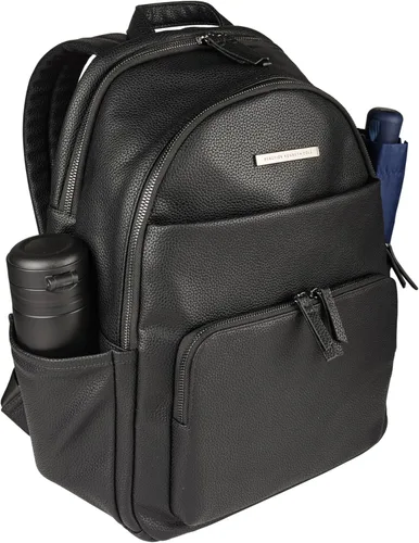 Vista 3 de Kenneth Cole REACTION Marley Mochila Tote de Cuero Vegano Pebble y Taupe, Negro