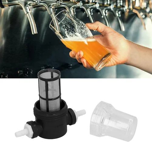 Vista 3 de Pissente Beer Filter, Plastic Beer Inline Filter Strainer for Home Brewing 150 80 Mesh Water and Beer Filtering, Improves Taste Clarity and