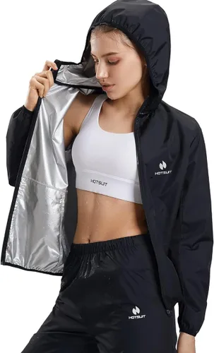 Vista 8 de HOTSUIT Sauna Suit Women Machine Washable Sweat Sauna Jacket Pants Anti Rip Sweat Suits for Gym Workout