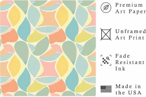 Vista 2 de Ethan Taylor Abstract Wall Art Prints Unframed Square Posters 'Retro 70s Hippie Groovy Pattern XVIII' Retro Home Décor for Living Room, Bedroom