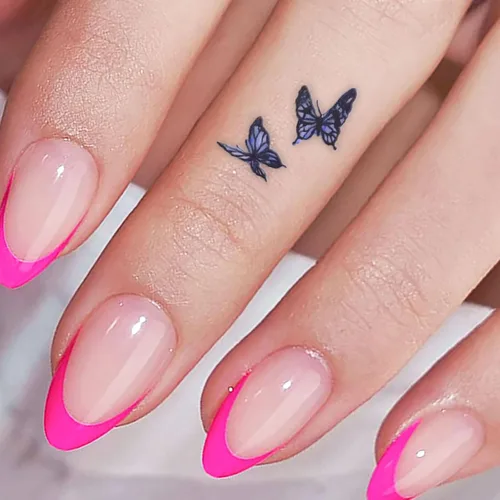 Vista 14 de Uñas postizas a presión con punta francesa roja mediana, uñas postizas de cobertura completa con diseños de remolinos rojos, puntas de uñas S2