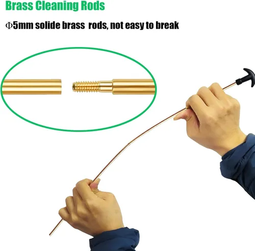 Vista 6 de Kit de limpieza de pistola Rifle 5.56 Kit de limpieza .223 Kit de limpieza de pistola con varilla de limpieza de latón, cepillos de limpieza