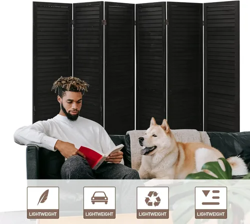 Vista 44 de ECOMEX Divisor de habitación de madera con 8 rejillas de 5.6 pies de alto, paneles de pantalla de privacidad plegables, pared divisora