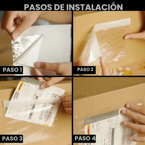Vista 7 de Fundas para etiquetas de envío, 100 unidades, 7.5 x 5.5 pulgadas, bolsas de sobre de embalaje con autoadhesivo, plástico transparente y sobres