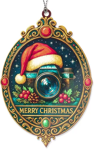 Adorno de Navidad para cámara, regalo para fotógrafo, decoración de fotografía, adorno navideño, regalos de cámara de Navidad, adorno de Navidad