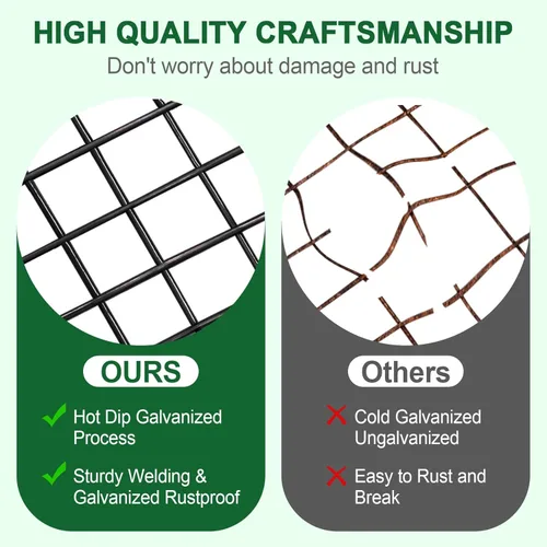 Vista 3 de HOPERAN Hardware Cloth Malla de alambre de pollo recubierto de PVC negro de 1/2 pulgada, 36 x 50 pies, vinilo + valla galvanizada de doble