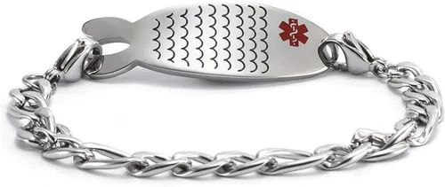 Vista 3 de Pulsera de identificación de alerta médica personalizada de acero inoxidable intercambiable, pulseras de identificación de emergencia médica