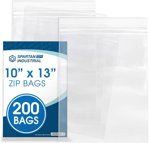 Vista 8 de Spartan Industrial - 9 x 12 pulgadas (200 unidades) Bolsas de polietileno transparentes con cierre reutilizables de 2 mil, con cierre de cremallera