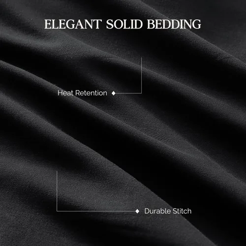 Vista 6 de Andency - Juego de edredón negro tamaño individual, 2 piezas, ropa de cama clásica boho sólida, edredones y juegos, ropa de cama suave y ligera