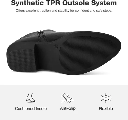 Vista 4 de Rollda Botines de tacón bajo para mujer, con cremallera lateral, botas cortas para mujer