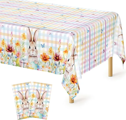 Vista 117 de 4 paquetes de manteles de plástico blanco, manteles desechables resistentes, 54 x 108 pulgadas, manteles de papel desechables para fiestas, limpieza