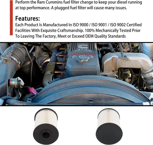 Vista 5 de Filtro de combustible Cummins 5.9 para Dodge Ram 2500 3500 5.9L Cummins Turbo Diesel 2000-2009 Reemplaza # 68001914AA, 68001914AB, 5015581AA