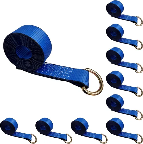 Vista 19 de Mega Cargo Control 1 paquete de correas de lazo de anillo D, amarres de remolque negros de 2 pulgadas para ensamblajes de elevación de ruedas