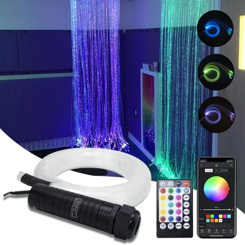 AMKI Kit de luces de cortina de fibra óptica RGBW de 6 W, con Bluetooth para ventana, niños, habitación sensorial, decoración del hogar con punto de