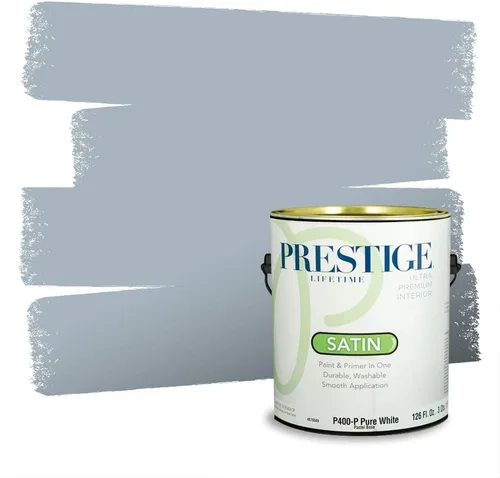 Vista 142 de Prestige Paints - Pintura exterior e imprimación en uno, 1 galón, plano, coincidencia comparable con Behr Misty Isle, P500-N-MQ5-62