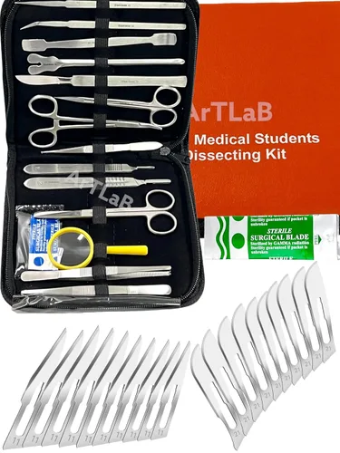 Vista 2 de Nuevo kit de disección de laboratorio de biología de acero inoxidable de primera calidadanatomíaestudiante de medicina - mango de cuchillo bisturí