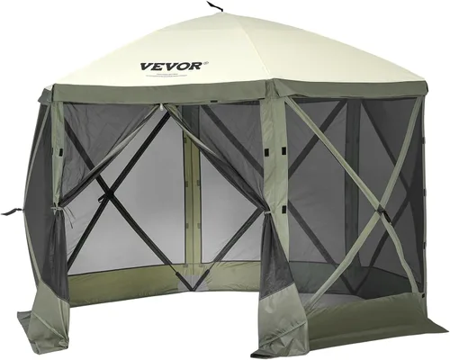 Vista 15 de Vevor Tienda de campaña desplegable con mosquitero, toldo de 4 lados, refugio solar, 4 paños para viento extraíbles para privacidad, ventanas