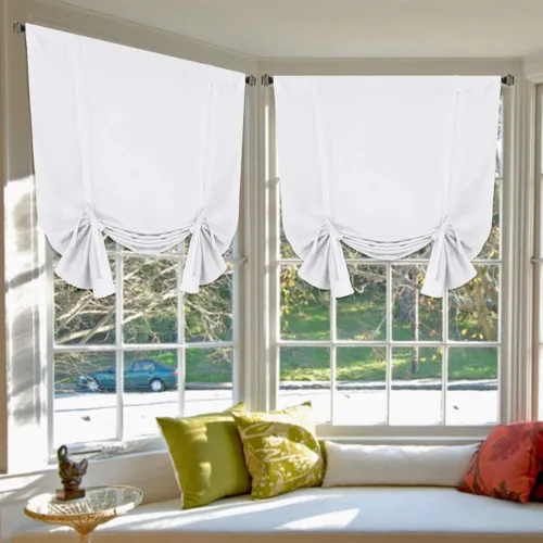 Vista 11 de H.VERSAILTEX - Cortina opaca con lazo de ajuste, cortina romana globo con aislamiento térmico, bloqueador de luz, panel de bolsillo para varilla