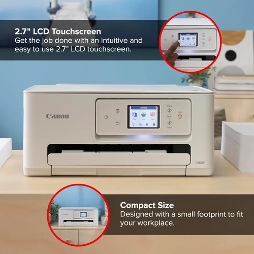 Vista 2 de Canon PIXMA TS7720 Impresora inalámbrica de inyección de tinta a color todo en uno - Impresión, copia, escanea, dúplex automático, 15/10 PPM