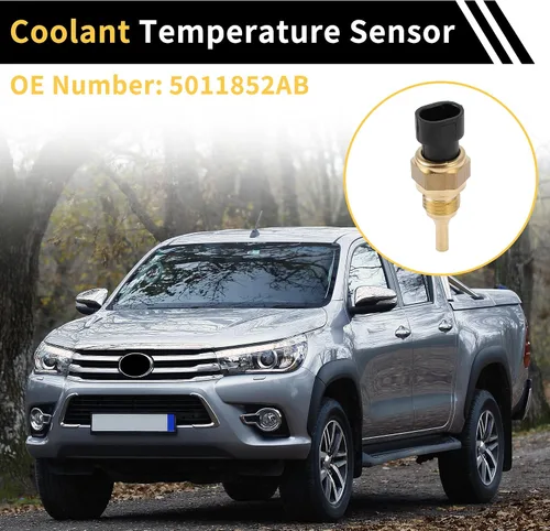 Vista 3 de Sensor de temperatura del refrigerante para Ram 2500 2011-2024 Sensor de unidad de envío de temperatura del agua Número 5011852AB tono dorado