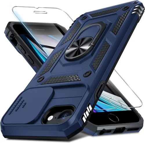 Vista 103 de Janmitta Funda para iPhone XR Cubierta de Teléfono con Cubierta Deslizante Integrada para Lente de Cámara + Protector de Pantalla, Resistente a Negro
