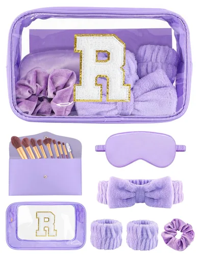 Vista 48 de Juegos de regalo para mujer, bolsa de maquillaje inicial con juego de brochas de maquillaje, regalos de despedida de soltera, kit de spa rosa