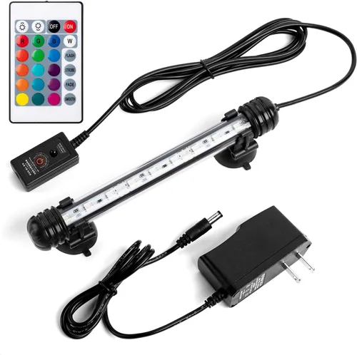 iKefe 7.5 "cambio de color LED tanque de peces acuario luz sumergible con control remoto/acuario de colores LED tanque luces accesorio para