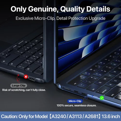Vista 7 de soonjet Compatible con Funda para MacBook Air de 13 pulgadas, Carcasa Transparente Cristalina, Se Adapta a Modelos 2022-2025 M4/M3/M2 A3240 A3113