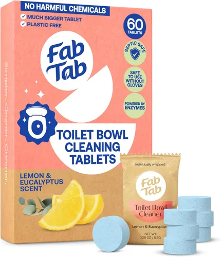 Vista 10 de Pastillas Limpiadoras de Inodoro Fab Tab, Poderosa Eliminación de Manchas, Sin Químicos Agresivos, Sin Plástico, Elimina Óxido y Manchas, Seguro