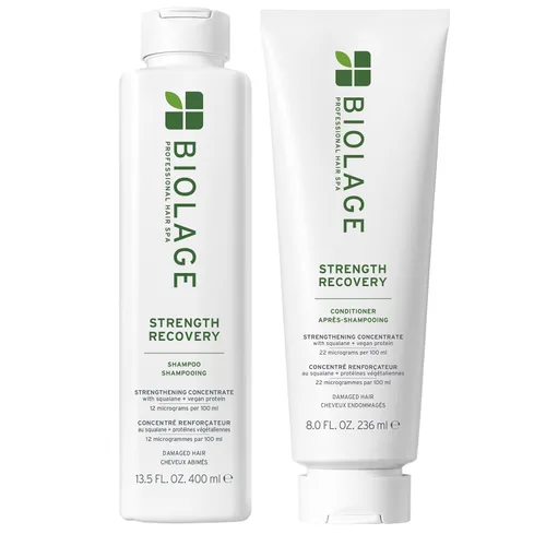 Biolage Strength Recovery Shampoo & Conditioner Set - Gently Cleanses & Reduces Breakage, For All Damaged & Sensitized Hair Types, Vegan and