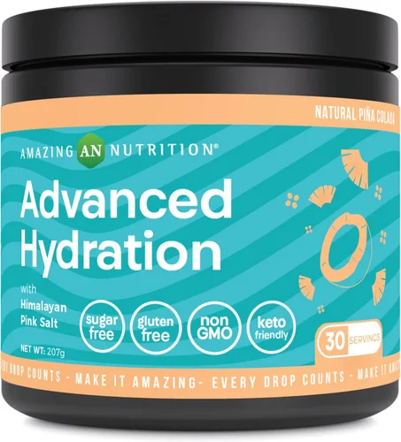 Amazing Nutrition Hidratación avanzada, polvo de electrolitos, 30 porciones, empaquetado con minerales esenciales, sin azúcar, apto para dieta