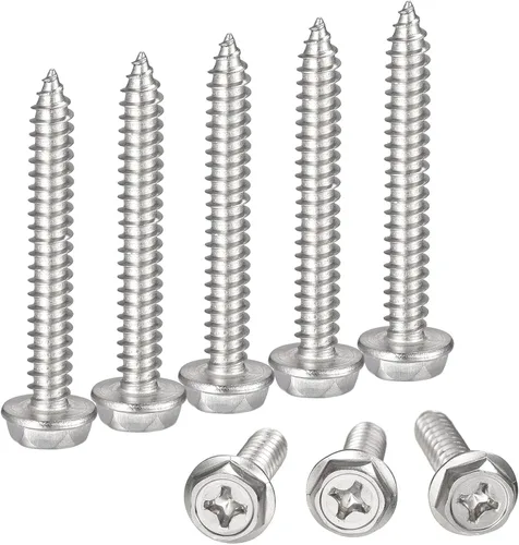 Vista 19 de uxcell Phillips - Tornillos autorroscantes para arandela hexagonal, M4 x 0.787 in, acero inoxidable 304, brida hexagonal, 25 piezas