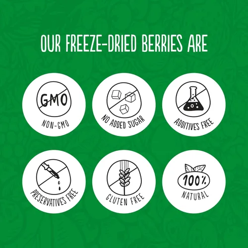 Vista 3 de Frambuesas secas congeladas en trozos - Frambuesas liofilizadas, chips de frambuesa congelada para hornear, fruta liofilizada, frambuesas secas sin