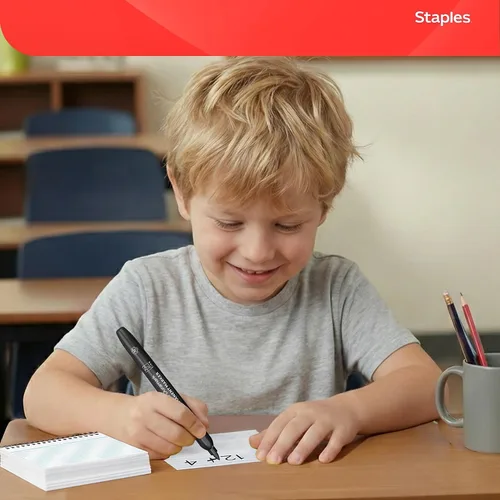 Vista 5 de Staples Fichas de índice, 4 x 6 pulgadas, forradas, blancas, sin ácidos, microperforadas, 150 tarjetas – Tarjetas a rayas para notas y proyectos