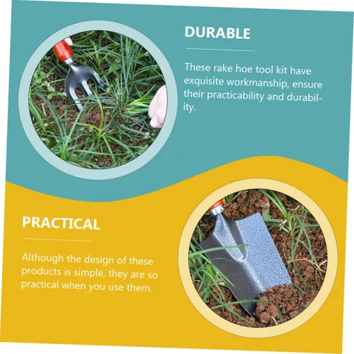Vista 2 de BESPORTBLE 1set Gardening Tools Rake Hoe Shovels for Efficient Planting and Soil Loosening Garden Tool Set for Outdoor Use Comfortable Grip Handles