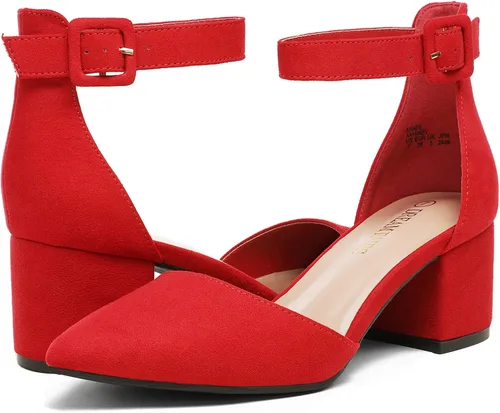 Vista 2 de DREAM PAIRS ANNEE - Zapatos de tacón bajo y grueso con punta puntiaguda