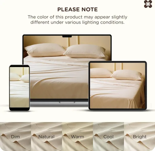 Vista 9 de Bedsure Sábanas Refrescantes Tamaño Queen, Rayón Derivado de Bambú y Mezcla de Algodón, GentleSoft, Transpirables, Juego de Sábanas Queen, Bolsillo