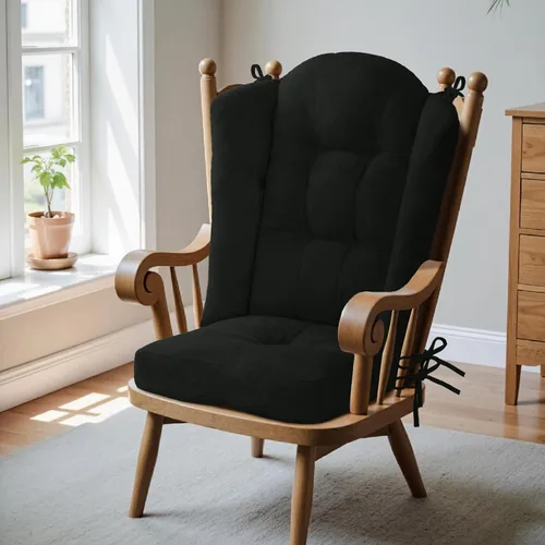 Vista 2 de Wingback Cojín para silla mecedora, cojines grandes para silla Adirondack, esponja de alta densidad, almohadillas de felpilla cómodas para Negro