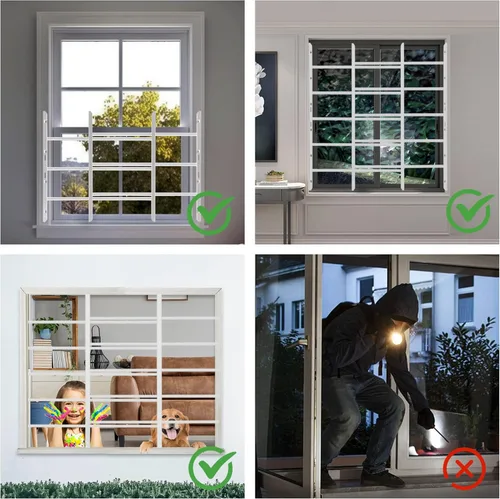 Vista 7 de Grisham PP SPAG Barras de Seguridad para Ventanas con Liberación Rápida de Emergencia, (Blanco, 5 Barras) 22'' de Alto x 22''- 42'' de Ancho