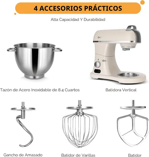 Vista 7 de Batidora de Pie Comercial de 8.4QT 800W con Fundición a Presión de Aluminio Cumple con el Estándar NSF/ANSI 8-2023, Batidoras de Cocina Batidora