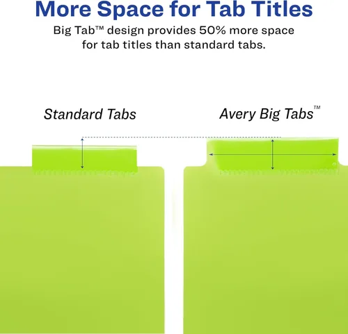 Vista 6 de Separadores de plástico con dos bolsillos insertables de Avery Big Tab., Multicolor Paquete de 10
