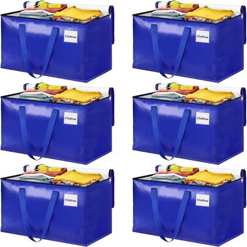 Vista 18 de Bolsas de mudanza, bolsas de almacenamiento con asas resistentes y cremalleras resistentes, bolsas de almacenamiento para ahorrar espacio, mudanza