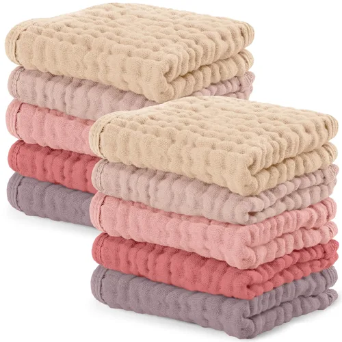 Vista 32 de Comfy Cubs - Juego de paños de muselina para eructos de 20 x 10 pulgadas, paquete de 10, tamaño grande, 6 capas, 100% algodón, absorbentes, seguros